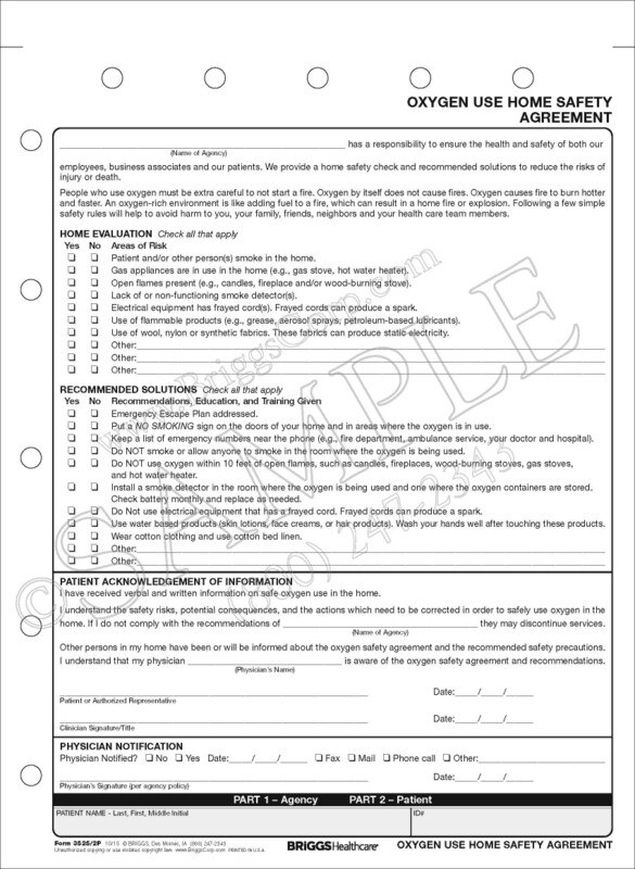 Oxygen Use Home Safety Agreement CLOSEOUT ITEM